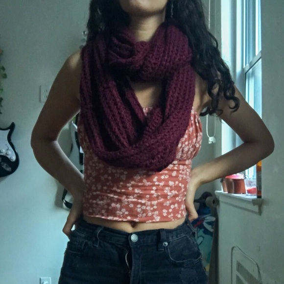 Cozy Burgundy Infinity Scarf - Picture 1 of 2